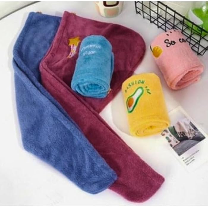 Microfiber Drying Wet Hair Bonnet Super Absorbent Bonnet for Long Thick Curly Hair Quick Dry Caps for Women - Multicolor (Pack of 1) - Image 2